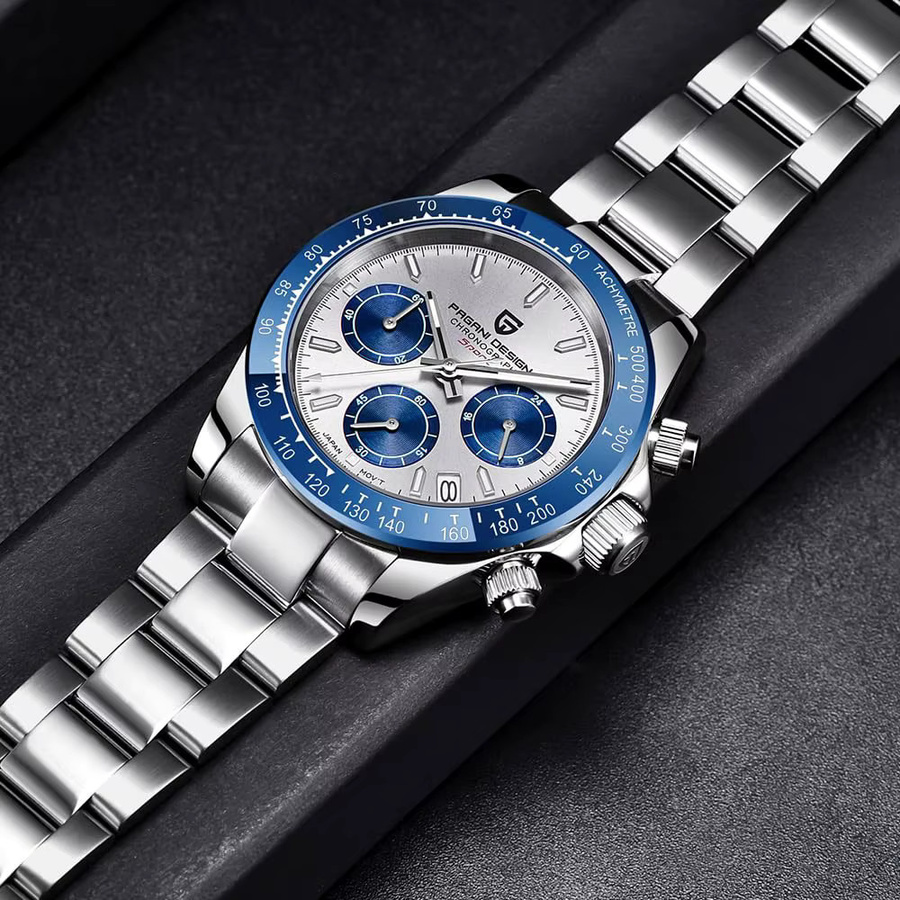 PAGANI DESIGN Chronograph, Quarz, Edelstahl, Saphirglas, Blau, Herren - Bild 3