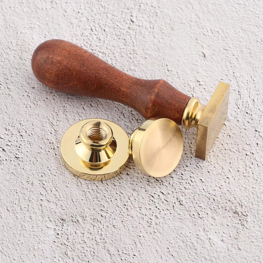 Siegelstempel Set mit Messingkopf und Palisander Griff in Braun und Gold für Scrapbooking - Bild 2