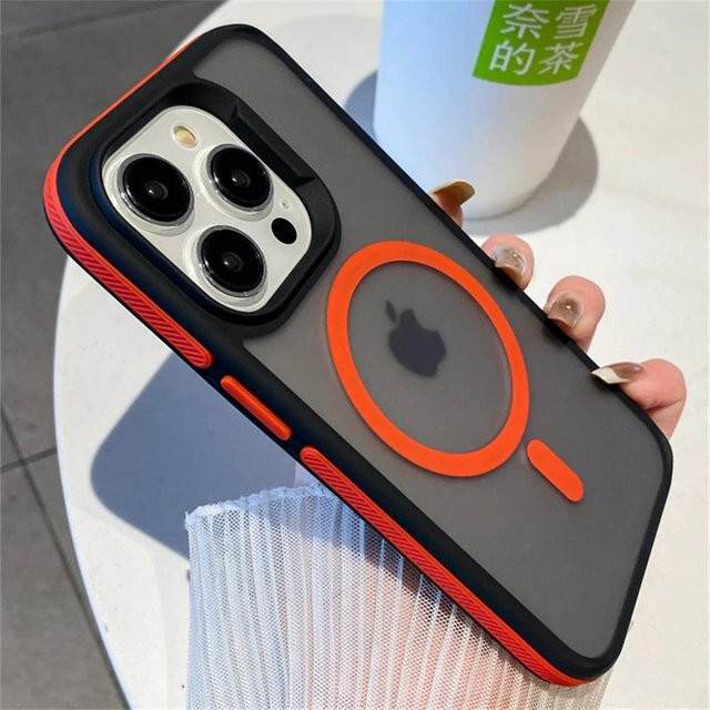Stoßfeste Panzer Hülle mit MagSafe Magnetischer Kabelloser Ladefunktion für Apple iPhone 16 15 14 13 12 Pro Max Plus in Transparent und Schwarz - Bild 1