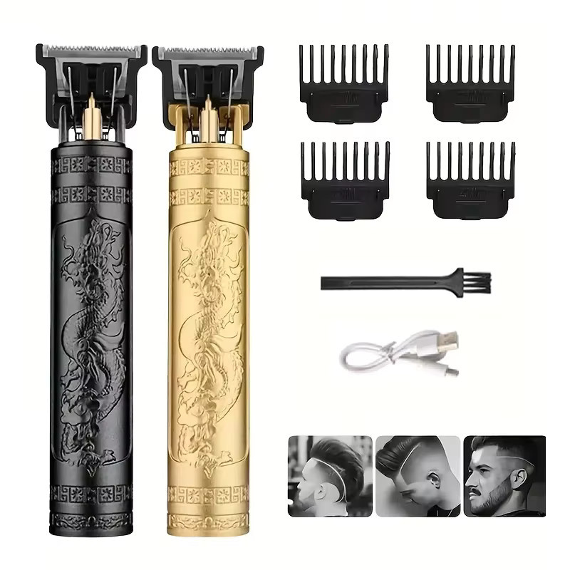 XMSJ T9 Vintage Haarschneidemaschine Gold, Schnurloser Profi-Friseurrasierer mit USB-Schnellladefunktion - Bild 3
