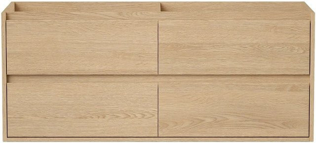 Waschbeckenunterschrank Milipam in Eichenholzfurnier Naturfarben Hell Beige Breite: 120 cm - Bild 1