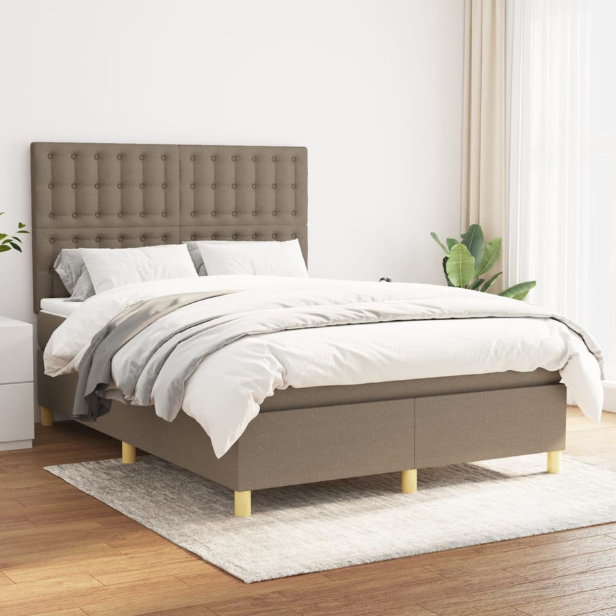 vidaXL Boxspringbett Hybrid mit Matratze in Taupe, B/T: 140 x 200 cm - Bild 2