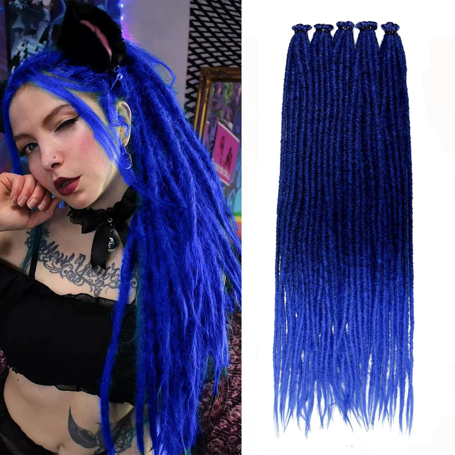 DinDong Synthetische Dreadlock-Haarverlängerungen, 5 Strähnen, Bunt - Bild 3