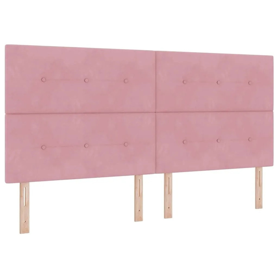 vidaXL LED Boxspringbett mit Matratze in Rosa, Stoff, B/T: 200 x 200 cm - Bild 1