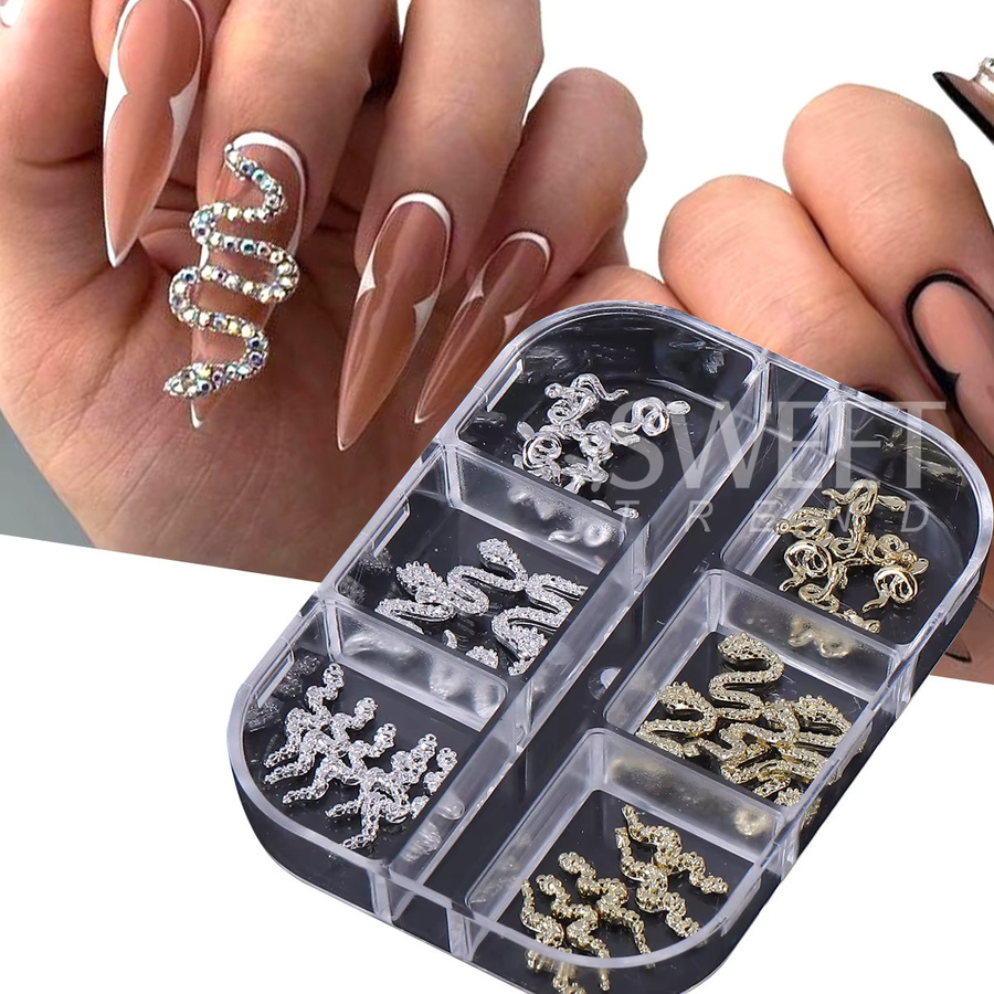 SWEET TREND Nagelzubehör Strass Schlange Nieten, Gold Silber Metallic - Bild 3