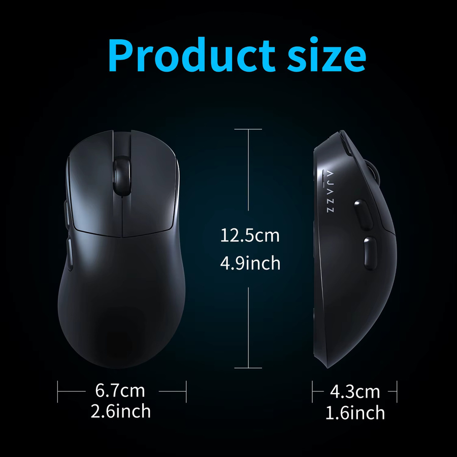 AJAZZ AJ179 V2 MAX Kabellose Gaming-Maus für E-Sport in Schwarz mit PAW3311 Sensor und 1K Polling-Rate - Bild 3