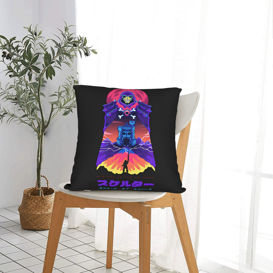 H-He Mans Skeletor Kissenbezug mit Grafikdesign in Multicolour, Retro-Stil für Sofa und Stuhl, 30 x 30 cm - Bild 5