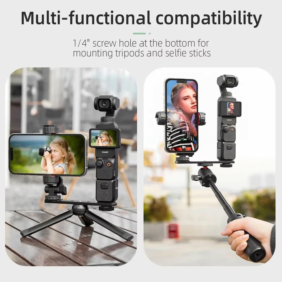 Insta360 Telefonhalterung mit fester Halterung und Cold Shoe für Insta360 X5, Pocket 3 und Pocket 4 in Schwarz - Bild 2