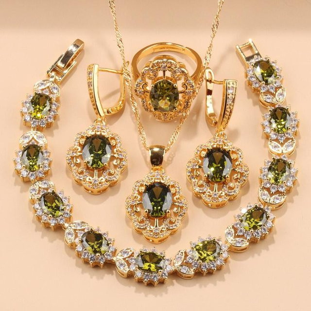 Schmuckset, vergoldet, Zirkonia, Damen, Blume - Bild 1
