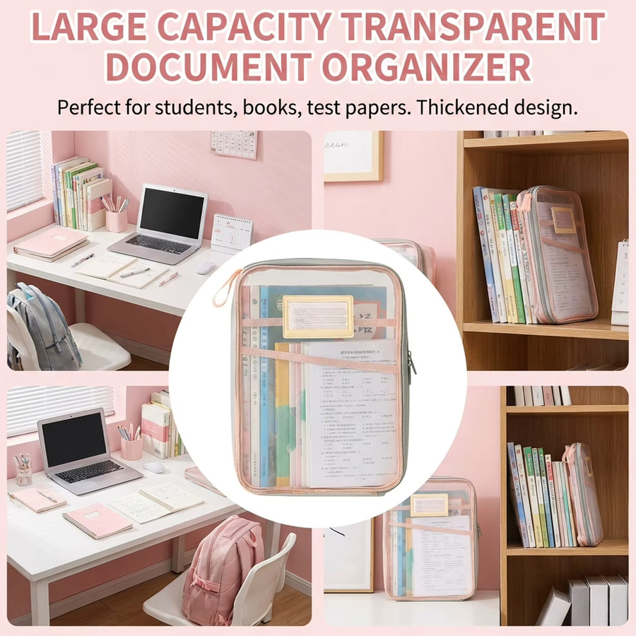 Transparente PVC-Dokumententasche mit Reißverschluss als Organizer für Schule und Büro - Bild 2