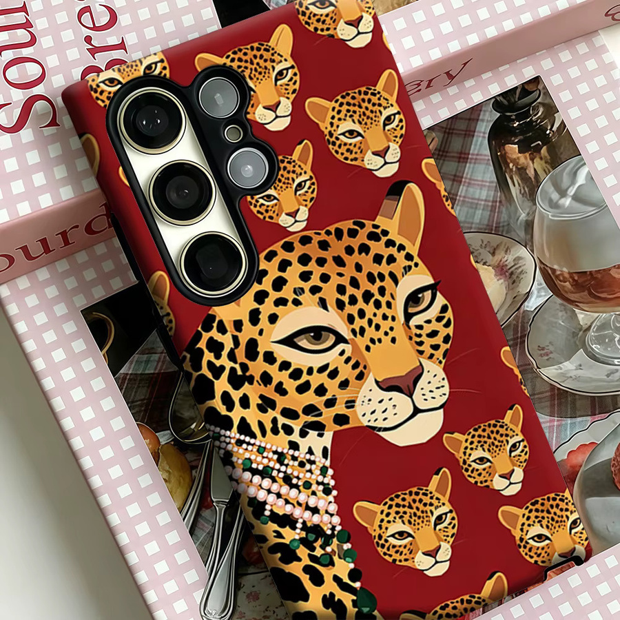 Stoßfeste doppelschichtige Handyhülle mit Jaguar-Motiv in Rot für Samsung Galaxy S26 S25 S24 S23 Ultra Plus - Bild 4