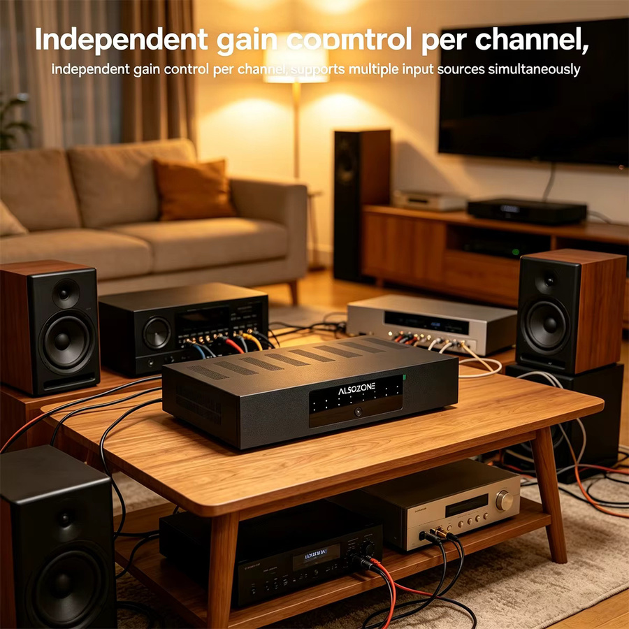 3eAudio PAM258 Mehrkanal-Leistungsverstärker 8-Kanal 250W pro Kanal TPA3255 PBTL GaN & PFFB THD 0,0003% bei 8Ω Schwarz - Bild 4