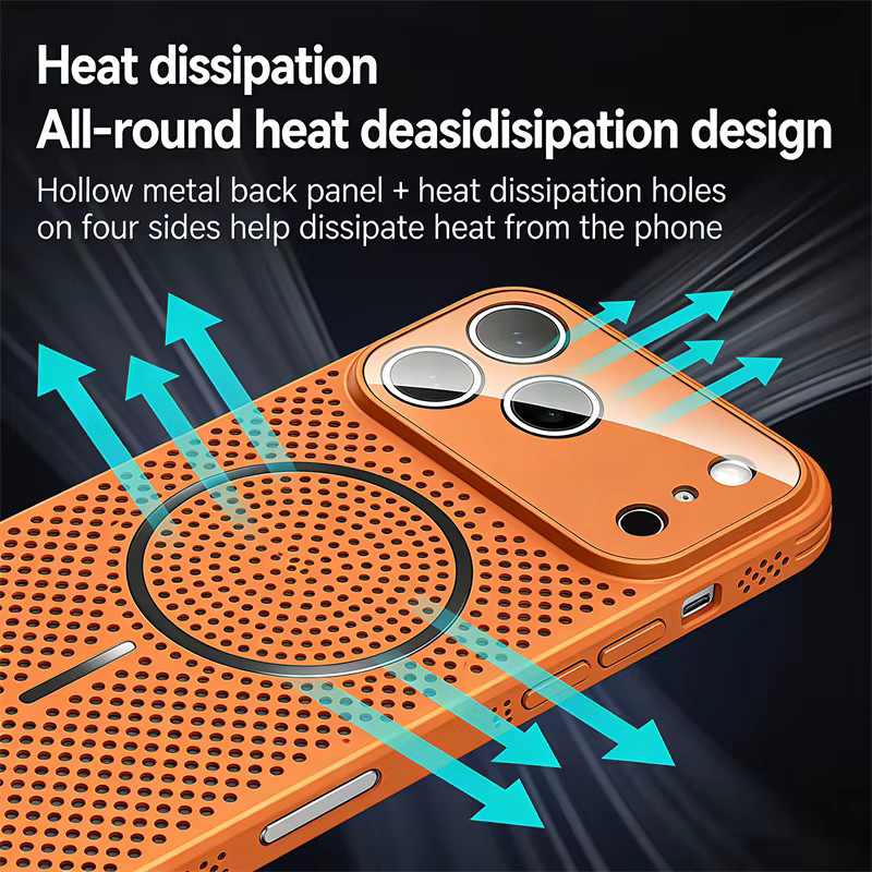 SUNWARD MagSafe Handyhülle mit Wärmeableitungs-Mesh für iPhone 12 bis iPhone 17 Pro Max in Blau und Orange - Bild 2