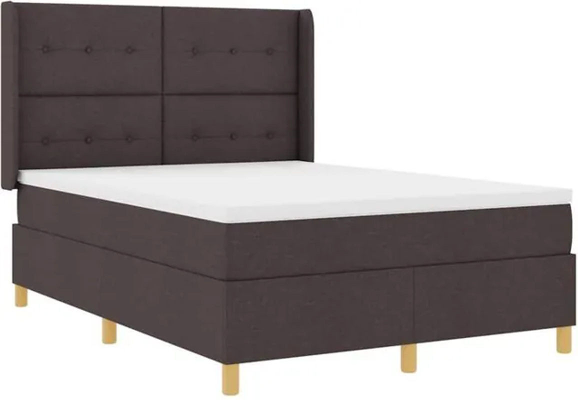 vidaXL Boxspringbett mit Matratze aus Stoff in Braun, B/T/H: 140 x 190 x 128 cm - Bild 1