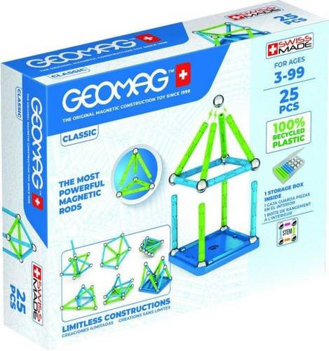 GEOMAG CLASSIC GREEN Line Magnetisches Konstruktionsspielzeug aus Recyclingkunststoff, 25 Teile, Grün - Bild 1
