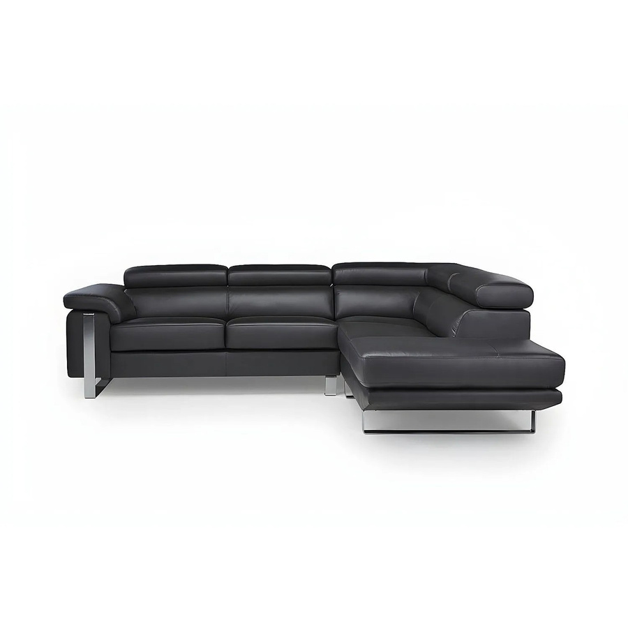Vente-unique Sofa Mystique in Schwarz, L-Form, Leder, mit verstellbarer Kopfstütze, Breite: 252 cm - Bild 2