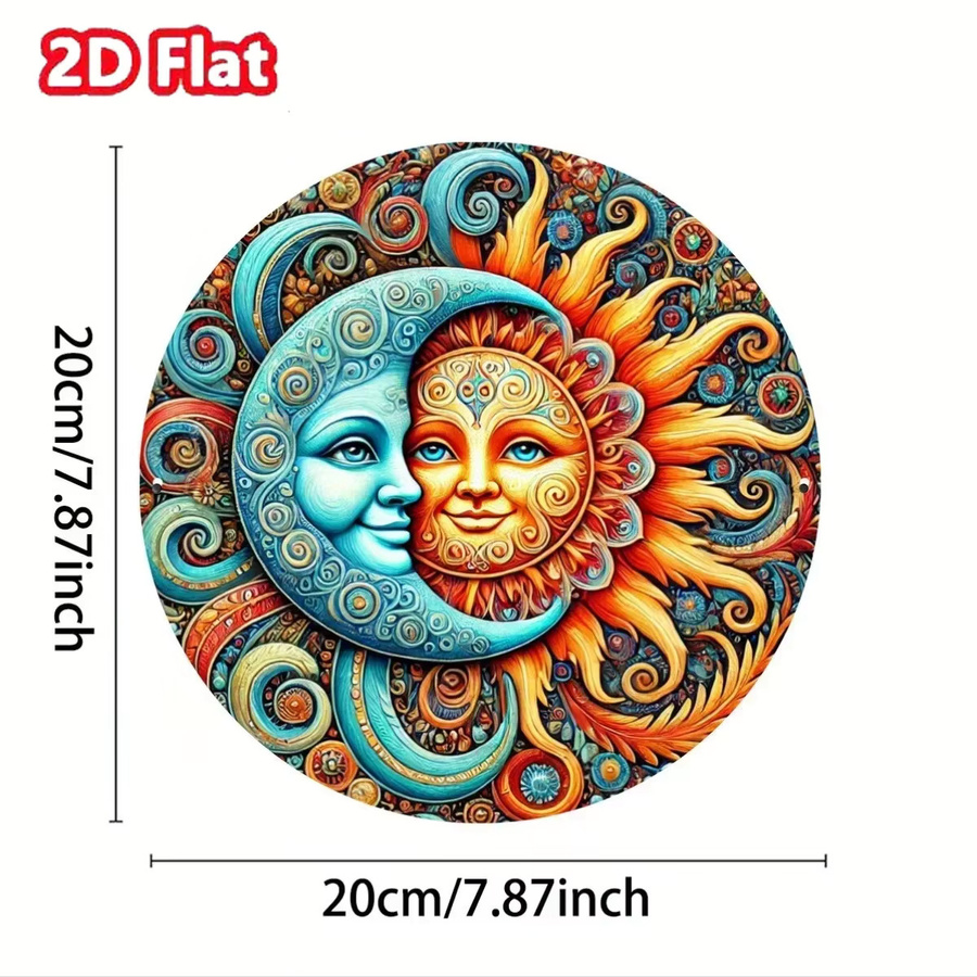 Dekoratives Potdemiel Metallschild Sonne und Mond aus Weißblech in Multicolor, Durchmesser: 20 cm - Bild 3
