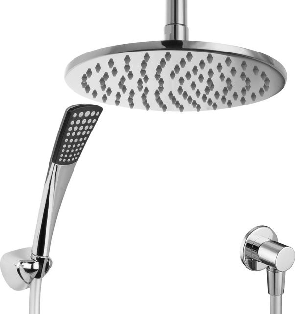 PaulGurkes Regendusche Set mit konischer Handbrause und Schlauch in Chrom, rund und wassersparend - Bild 1