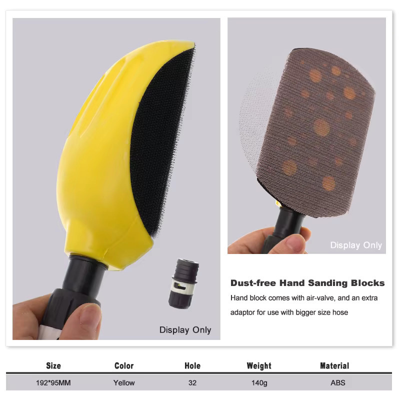 Vibratite Vakuum-Handschleifblock 6 Zoll mit Klett-Schleifhalter in Gelb für Karosserie, Lackierung und Holzbearbeitung - Bild 5