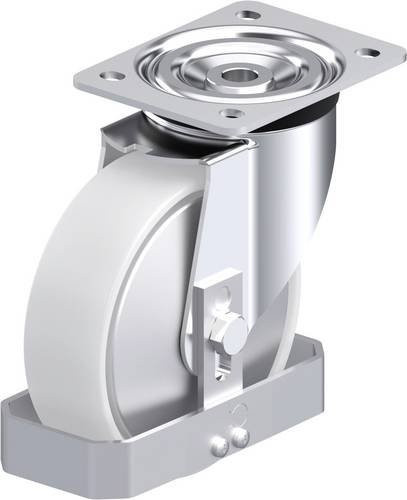 Blickle Stahlblech-Lenkrolle L-PO 160G-FA-FS in Grau und Weiß mit Rad-Durchmesser 160 mm und einer Tragfähigkeit von 400 kg - Bild 1