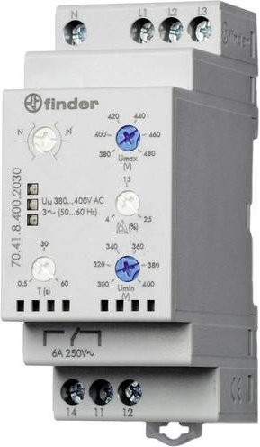 Finder Überwachungsrelais 380 - 415 V/AC mit 1 Wechsler in Grau 70.41.8.400.2030 - Bild 1