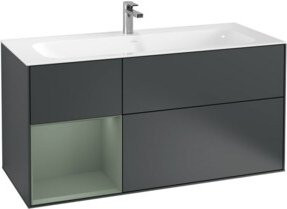 V&B Waschtischunterschrank Finion Wandbeleuchtung in Mattblau lackiert, Breite: 119,6 cm, Tiefe: 49,8 cm - Bild 1