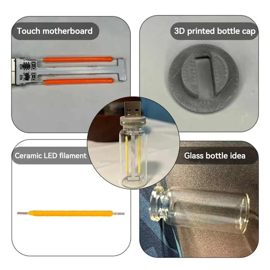 Retro LED Edison Glühbirne mit Filament und Touch-Dimmer, transparente USB-Campinglampe 5V - Bild 5