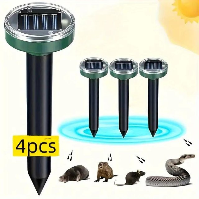 4er Set WBL Solar Rattenabwehr zur Abwehr von Schlangen, Maulwürfen und Taschenratten für Garten, Rasen und Bauernhof - Bild 1