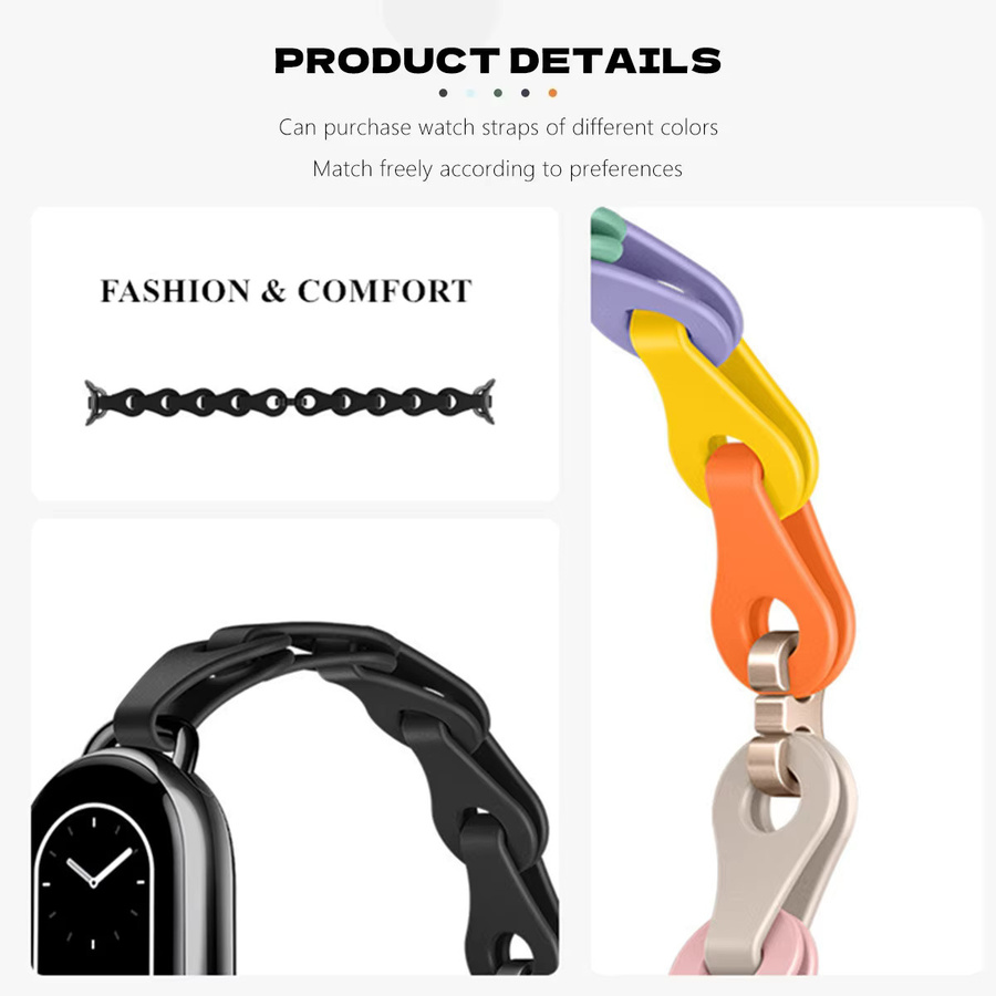 JBAILI Uhrenarmband Silikon, Xiaomi Mi Band 8/9, Unisex - Bild 3