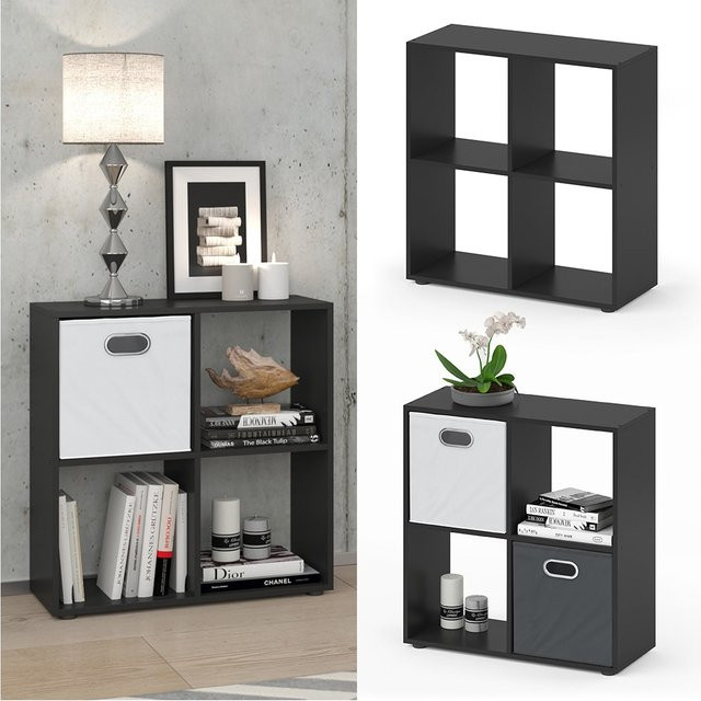 Vicco Raumteiler Tatra Regal mit 4 Fächern in Schwarz, B/H: 70 x 70 cm - Bild 1