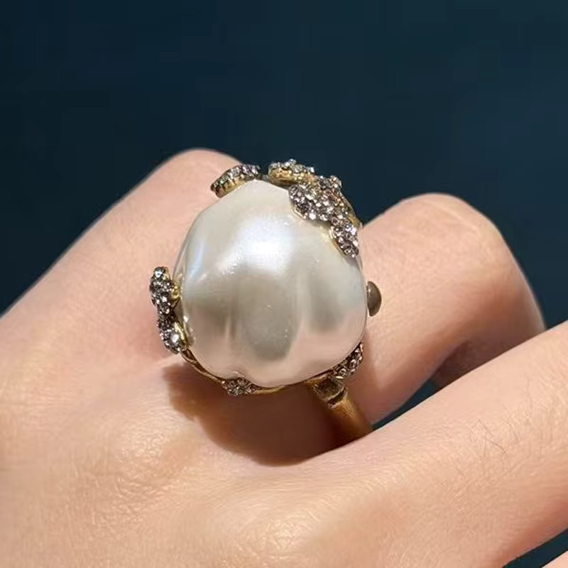Icareu Perlenring, Goldfarben, Blatt-Strass, Damen - Bild 5