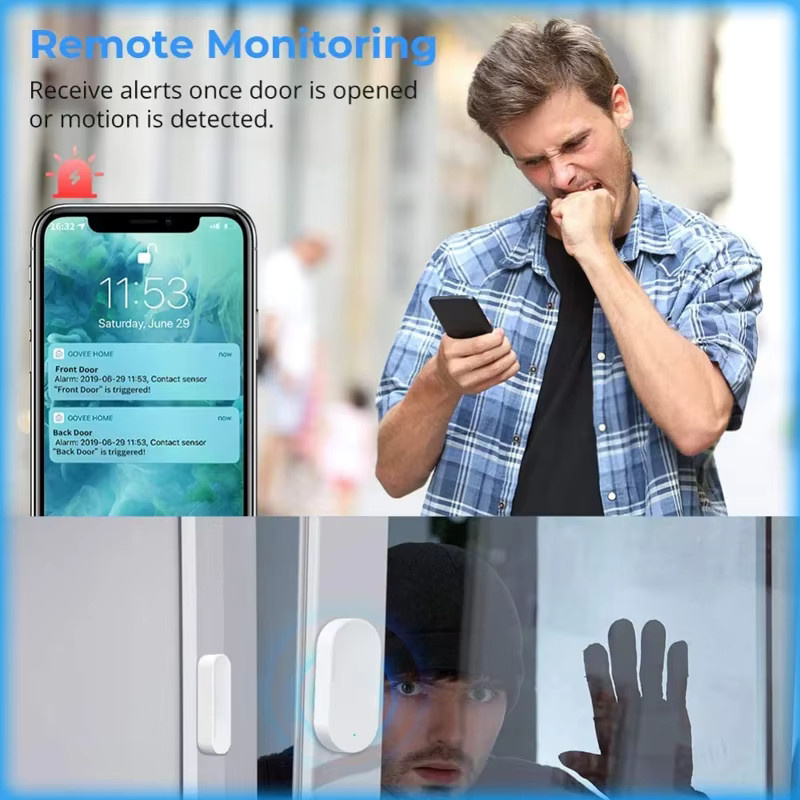 Tuya Zigbee Türsensor in Weiß für Hausfenster und Schubladen mit Echtzeit-APP-Alarm und Batteriestands-Warnung - Bild 2