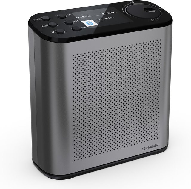 Sharp DR-P530 Osaka DAB+ Digitalradio mit Bluetooth Lautsprecher, Wecker mit Dual-Alarm und Akku, grau-schwarz - Bild 1