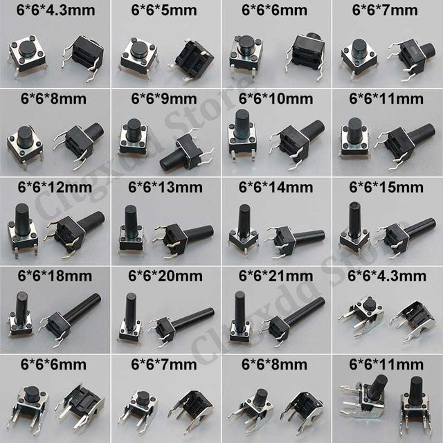 6x6mm Mini Micro Tactile Push Button 4-Pin Momentary Selbst-reset Schalter in Schwarz - Bild 1