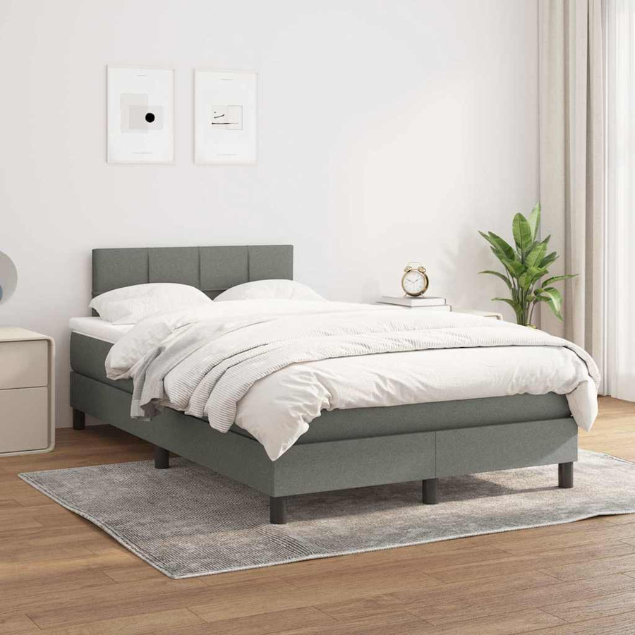 vidaXL Boxspringbett mit Matratze Hybrid-Design in Dunkelgrau, B/T: 120 x 200 cm - Bild 2