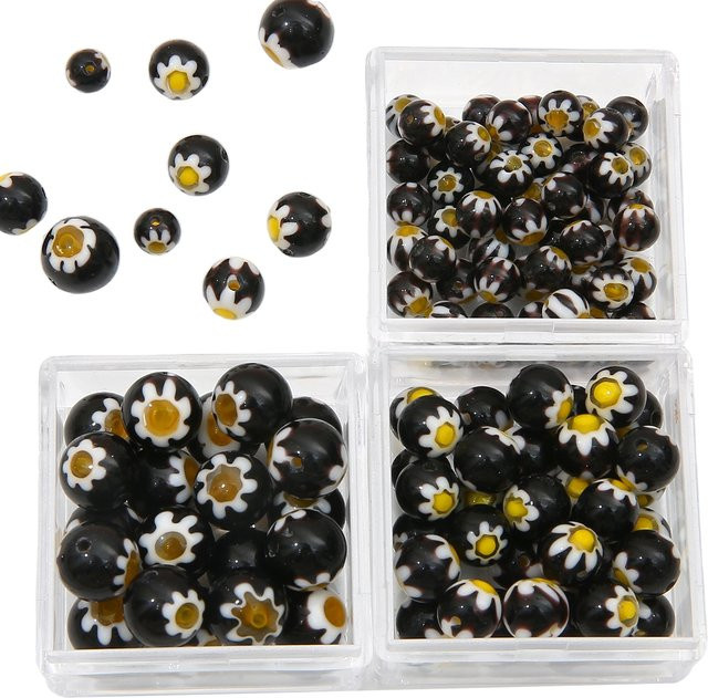 Beadia Glasperlen, Blume, Schwarz, Unisex - Bild 1