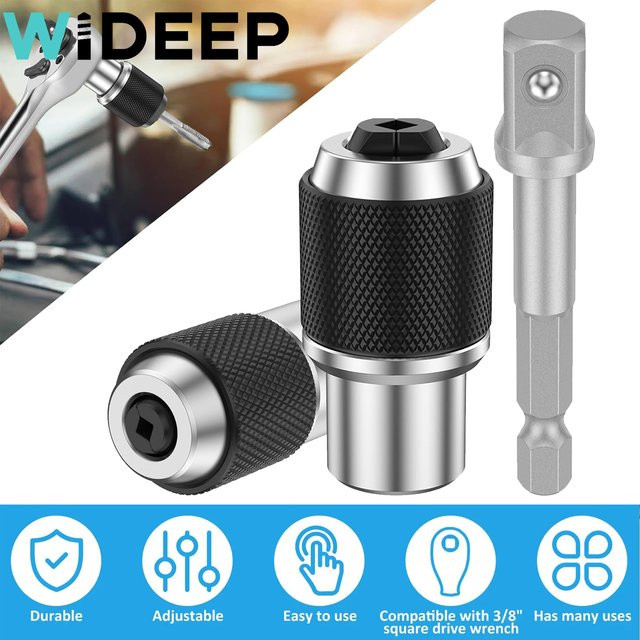 WIDEEP Gewindebohrer-Steckschlüssel-Set mit 3/8 Zoll Adapter und verstellbaren Backen für M3-M12 Schrauben in Silber - Bild 1