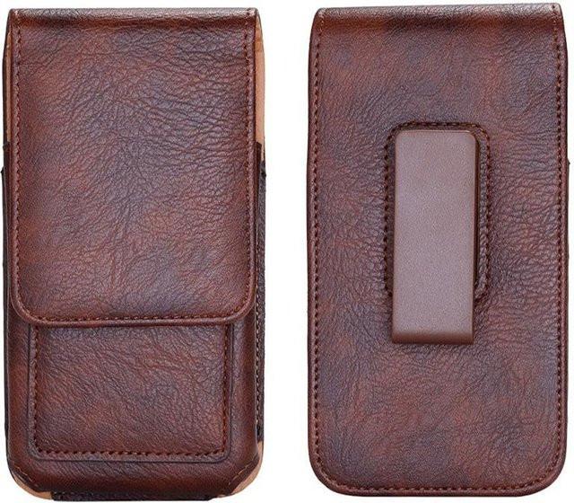 eForMobile Vertikale Leder-Handytasche mit Gürtelclip und Geldbörsenfunktion für iPhone, Samsung und Xiaomi, braun - Bild 1
