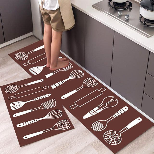 Karpetti Küchenbodenmatte mit Streifenmuster in Braun, weich und rutschfest, B/T: 40 x 120 cm - Bild 1