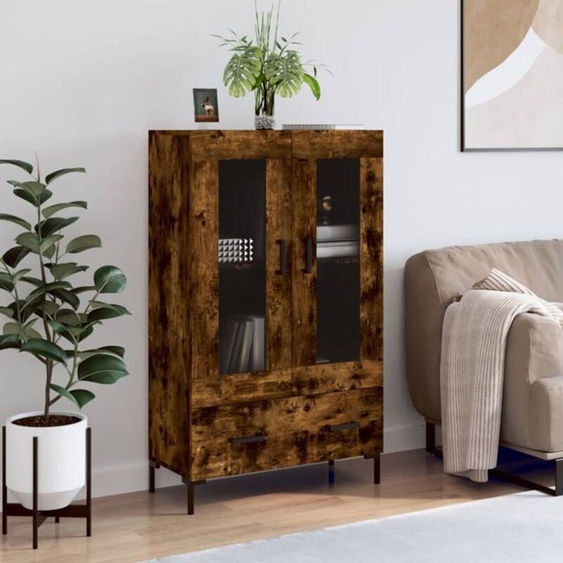 Vidaxl Highboard in Räuchereiche, Modern Industrial Design aus Holzwerkstoff und Metall, B/T/H: 69,5 x 31 x 115 cm - Bild 1