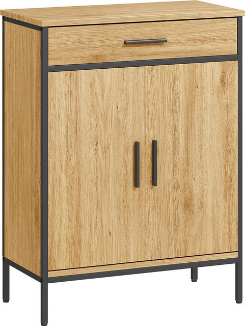 HOMCOM Badezimmerschrank Industrial Aufbewahrungsschrank mit Schublade und Soft-Close-Tür, Eiche, B/T/H: 60 x 30 x 80 cm - Bild 1