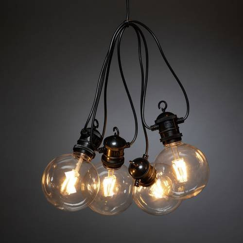 Konstsmide LED Globe-Lichterkette Retro für Außenbereich in Schwarz mit 10 bernsteinfarbenen Leuchtmitteln - Bild 1