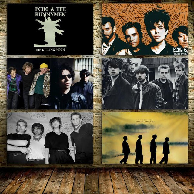 E-ECHO THE BUNNYMEN Flagge als individuelles Banner für Garagentor und Wanddekoration mit Metallschnalle - Bild 1
