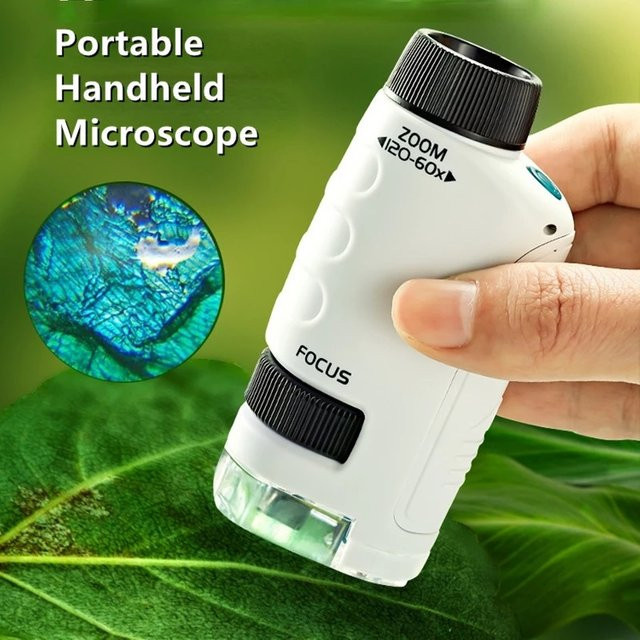 Kmoist Mini-Taschenmikroskop-Set, tragbares Labormikroskop, mit LED-Licht - Bild 1