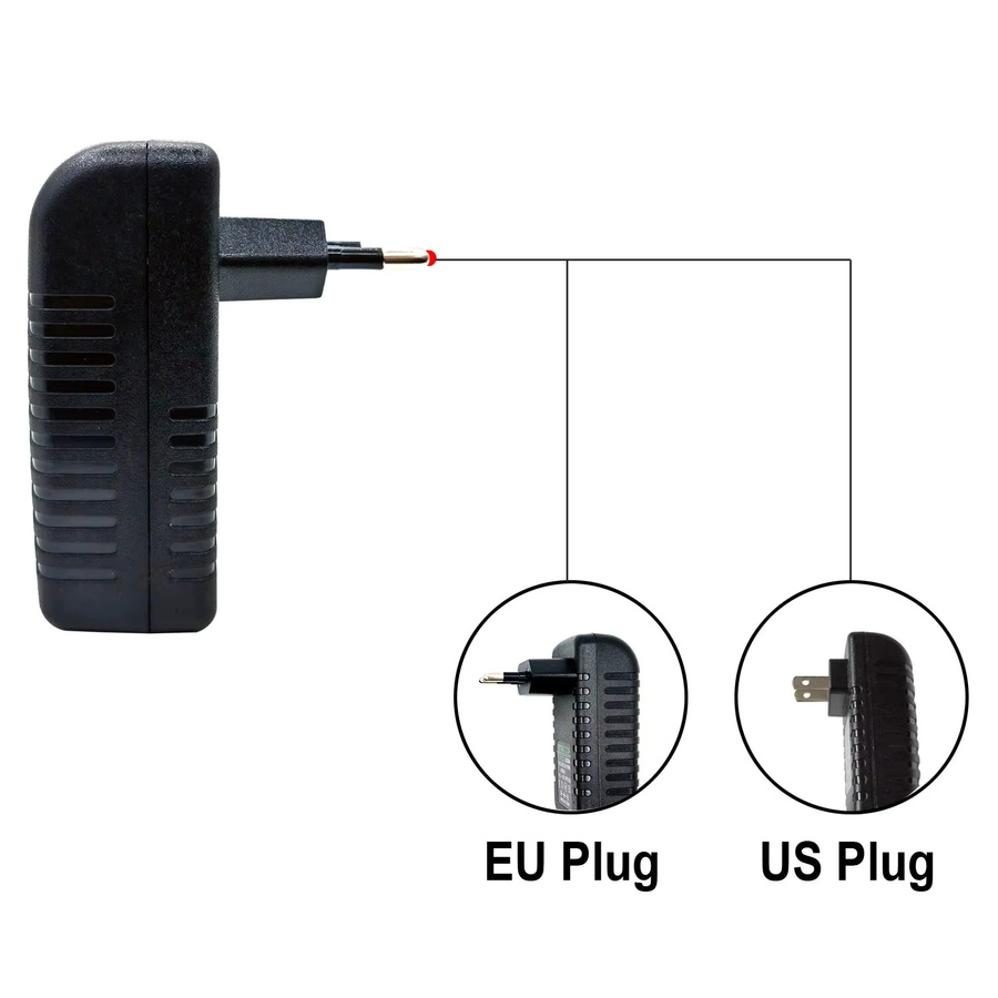JIENUO 48V PoE Netzteil Adapter mit EU/US-Stecker in Schwarz für CCTV Sicherheitsüberwachung, Ethernet IP Kameras, PoE Injektoren, NVR und Router - Bild 2