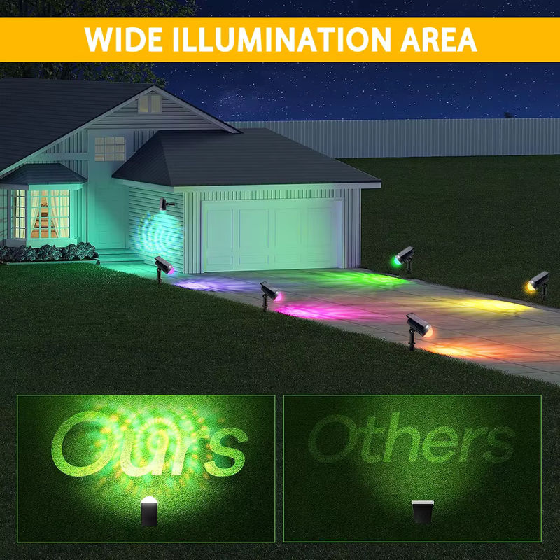UMEXUS RGB Solar-LED-Spotlights in Schwarz, verstellbare wasserdichte Außenbeleuchtung für Garten, Terrasse und Gehweg - Bild 5