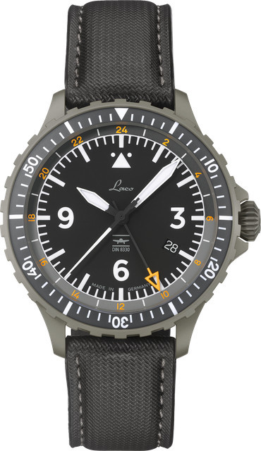 Laco Armbanduhr Automatik, Edelstahl, Schwarz, Saphirglas, Textil/NATO - Bild 1