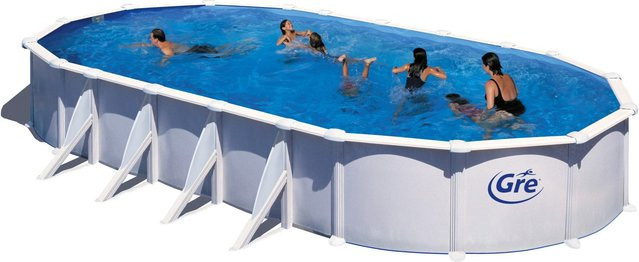 Gre Atlantis Ovaler Stahlwand-Pool in Weiß und Blau, B/T/H: 1000 x 550 x 132 cm - Bild 1