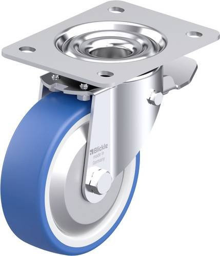 Blickle Stahlblech-Lenkrolle LK-POTHS 125XKA-3-ST-FA in Blau mit 125 mm Rad-Durchmesser und 275 kg Tragfähigkeit - Bild 1