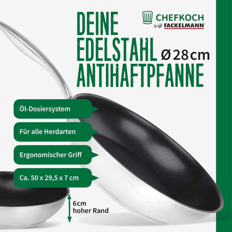 Fackelmann Bratpfanne München mit Keramik-Antihaftbeschichtung in Schwarz und Silber, Durchmesser: 28 cm - Bild 3
